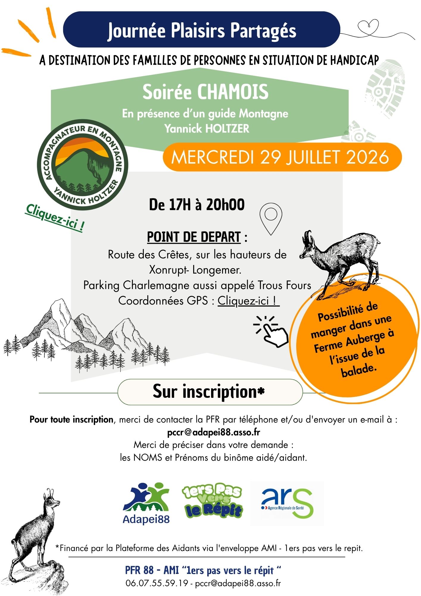 Balade chamois le 29 juillet en partenariat avec l'Adapei des Vosges