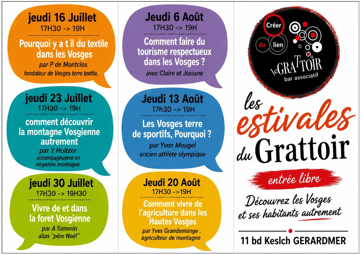 Les estivales du Grattoir à Gérardmer, découvrez les Vosges et ses habitants autrement !